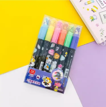 6 Different Color Star Shape Stamp Marker Pen